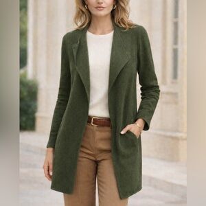 J. Crew Womens Vanessa Collarless Sweater Cardigan Jacket Olive Size M #AN051